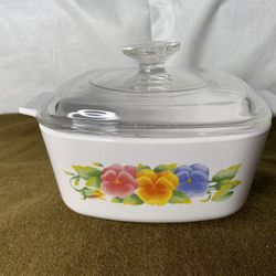 Vintage corning Ware Summer blush with Lid A 1 1-2 B 1 1-2 L