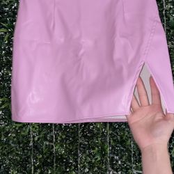 Pink Faux Leather Skirt 