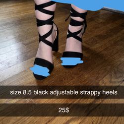 size 8.5 black strappy heels