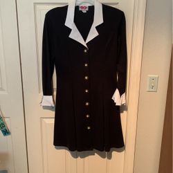 White Collar Black Dress $5