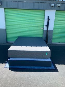 Queen size bed and metal frame.