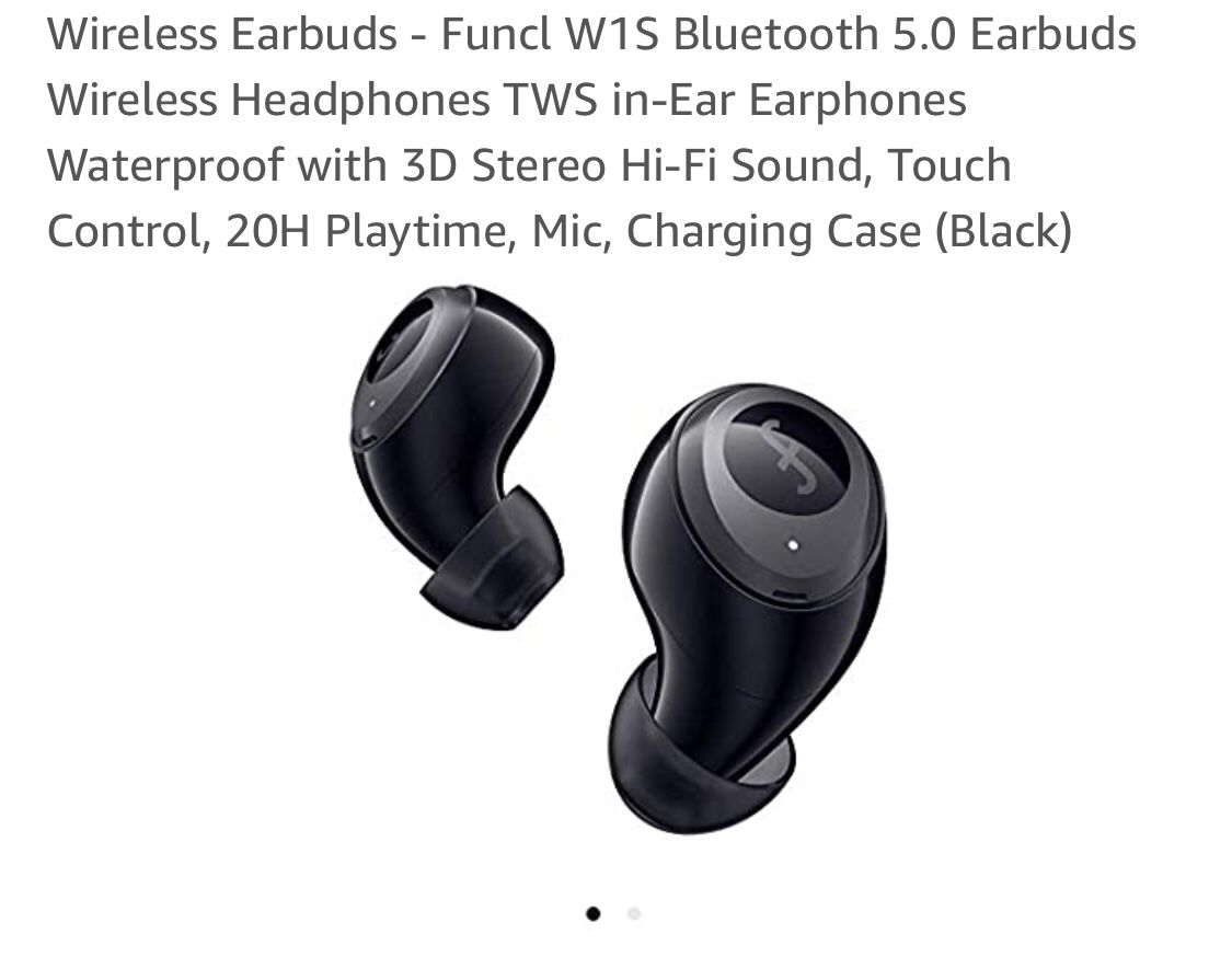 Brand New Wireless Earbuds - Funcl W1S Bluetooth 5.0 Earbuds Wireless Headphones TWS in-Ear Earphones Waterproof with 3D Stereo Hi-Fi Sound, Touch Co