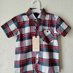 Nomad Kids Button Up Plaid Shirt Boy's Size 4-5 New