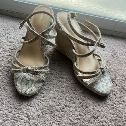 Express Strappy Snake Skin Wedges Size 7