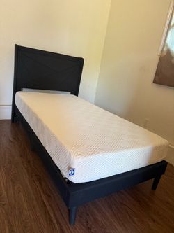 Upholstery Twin Size Bed - Mattress