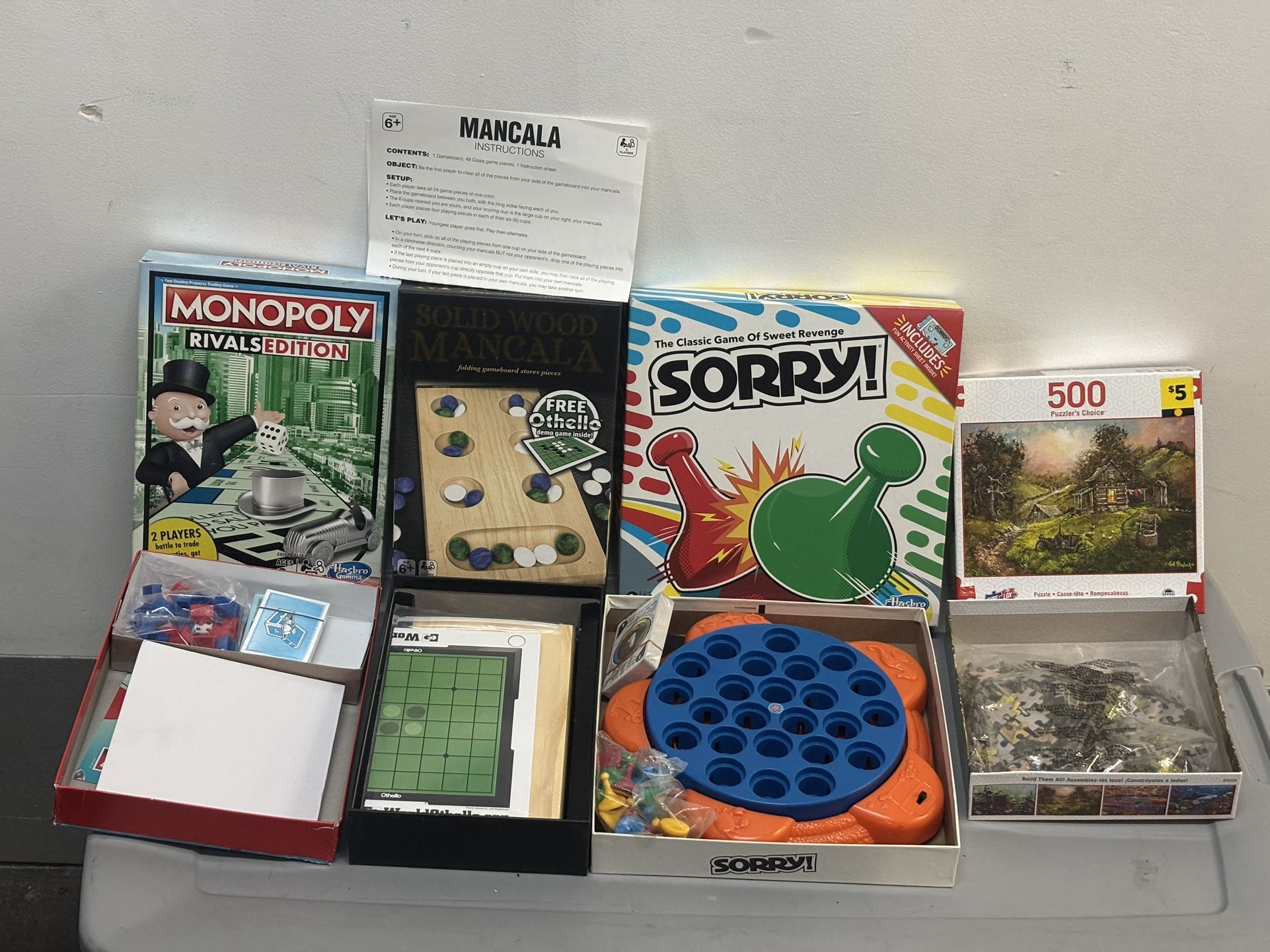 Board games , sorry! Mancala, monopoly rivals edition, 50pc puzzle