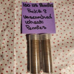 US Vintage Pennies/ 100 Unsearched Wheat Coins with Storage Tubes