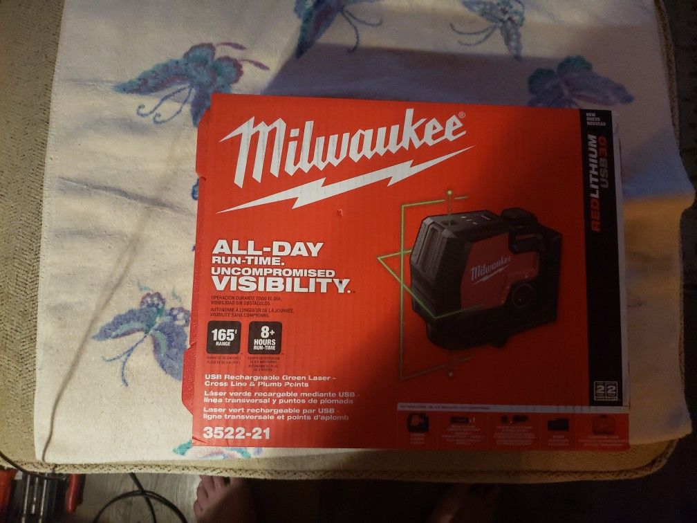 Milwaukee Usb Rechargeable Green Laser Cross Line Plumb Points