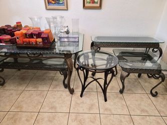 Iron tables with glass