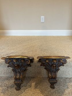 Pair Of Accent Shelf In Gold Color