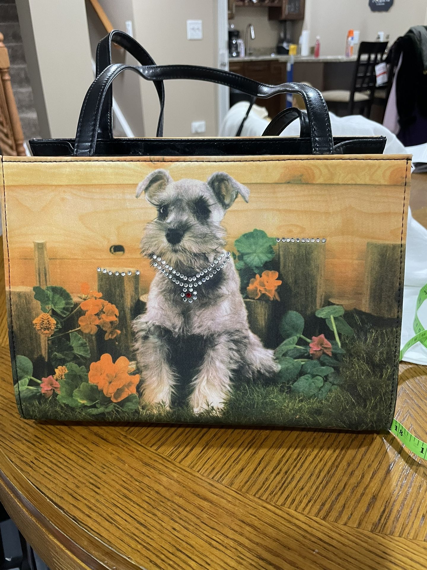 Jeweled Schnauzer Black Footed Purse