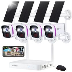 XMARTO WiFi Wire-Free Solar Home Security Camera System 4 pack