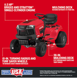 CRAFTSMAN T100 36-in 11.5 -HP Single cylinder Gas Lawn tractor