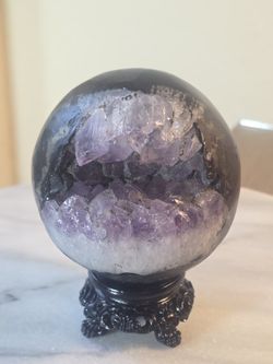 1.7 Lb (769g) Druzy Laughter Amethyst Sphere Quartz Crystal 