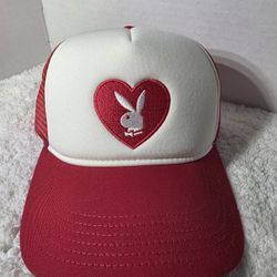 Playboy Adjustable Snapback Mesh Trucker Heart Bunny Red Hat Cap Brand New 