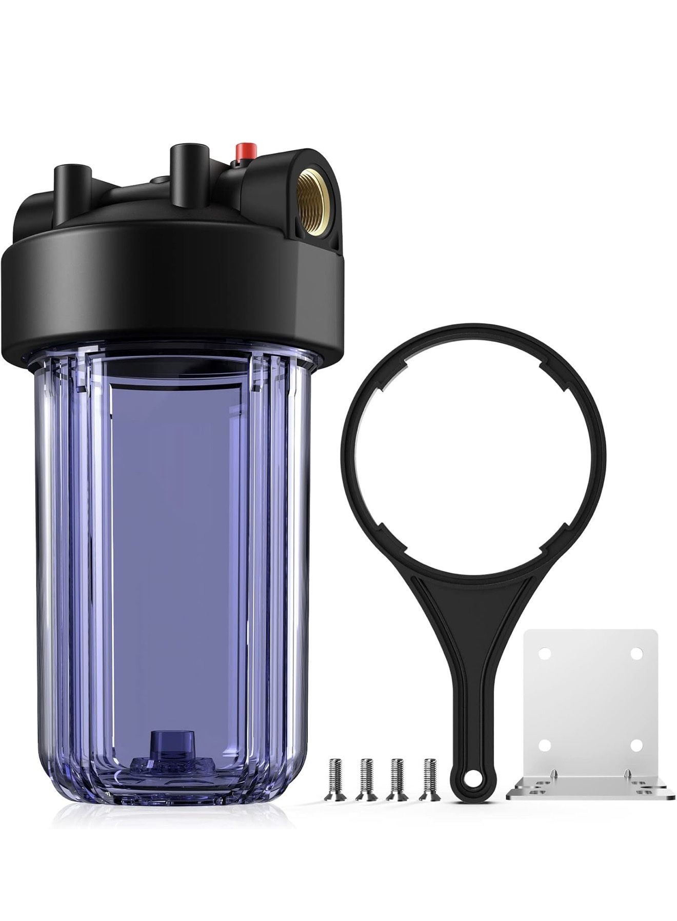SimPure Whole House Water Big Filter Housing (DB10C), 10" x 4.5", Blue for Whole Home Water Filtration, Sediment Water Filter System for Well, 1" NPT
