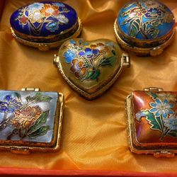  vintage Chinese cloisonné enamel boxes