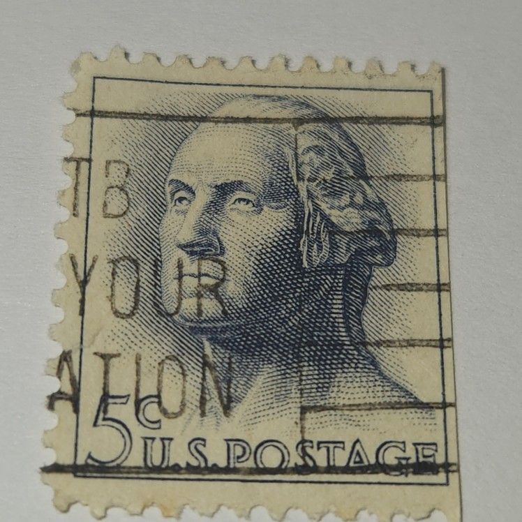 #2408, GEORGE WASHINGTON 5 CENT STAMP BLUE/GRAY (RARE)