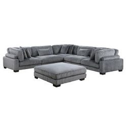 New Sectional Corduroy Grey 6pcs 
