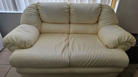 Faux leather love seat