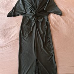 Black Short Sleeve Silk Dress S