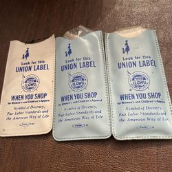 3 Vintage union label  Two Rain Hats And One Sewing Kit Never Used 