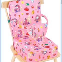 New Toddler Booster Seat for Kitchen Chair, Non-Slip Bottom Dining Table Booster Seat with Backrest and Adjustable Straps, Portable Eating Travel Incr