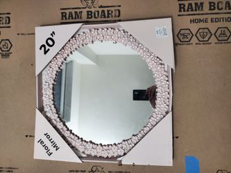Pink flower round mirror