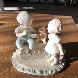 Lenox Porcelain Constant Companions Figurine Boy Girl toybox and Bear 6" tall