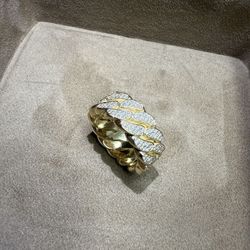 JACOJE 14k 10MM DIAMOND CUBAN LINK RING 