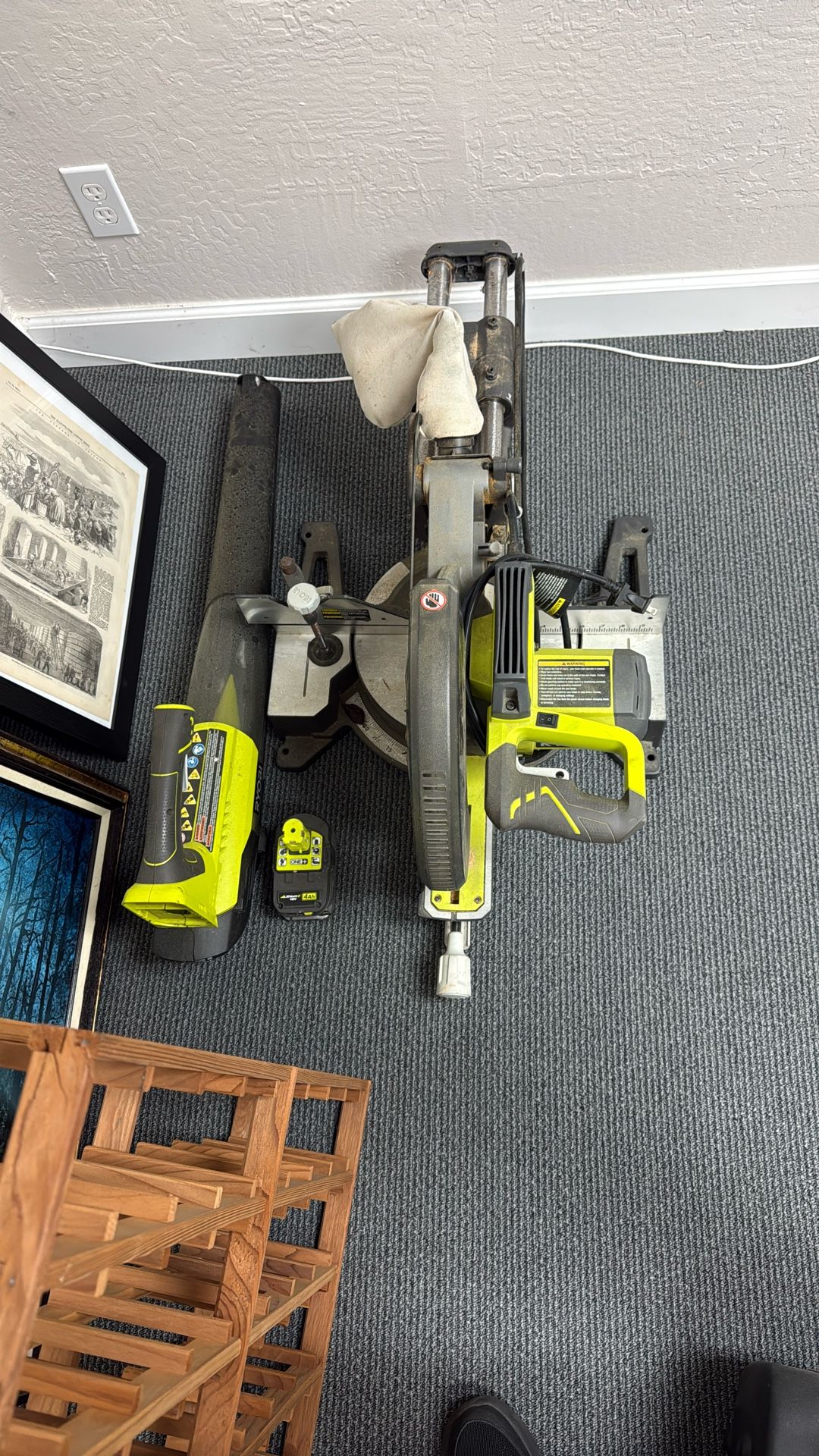 Miter Saw + Leaf Blower