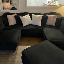 Black Couch With Ottoman 