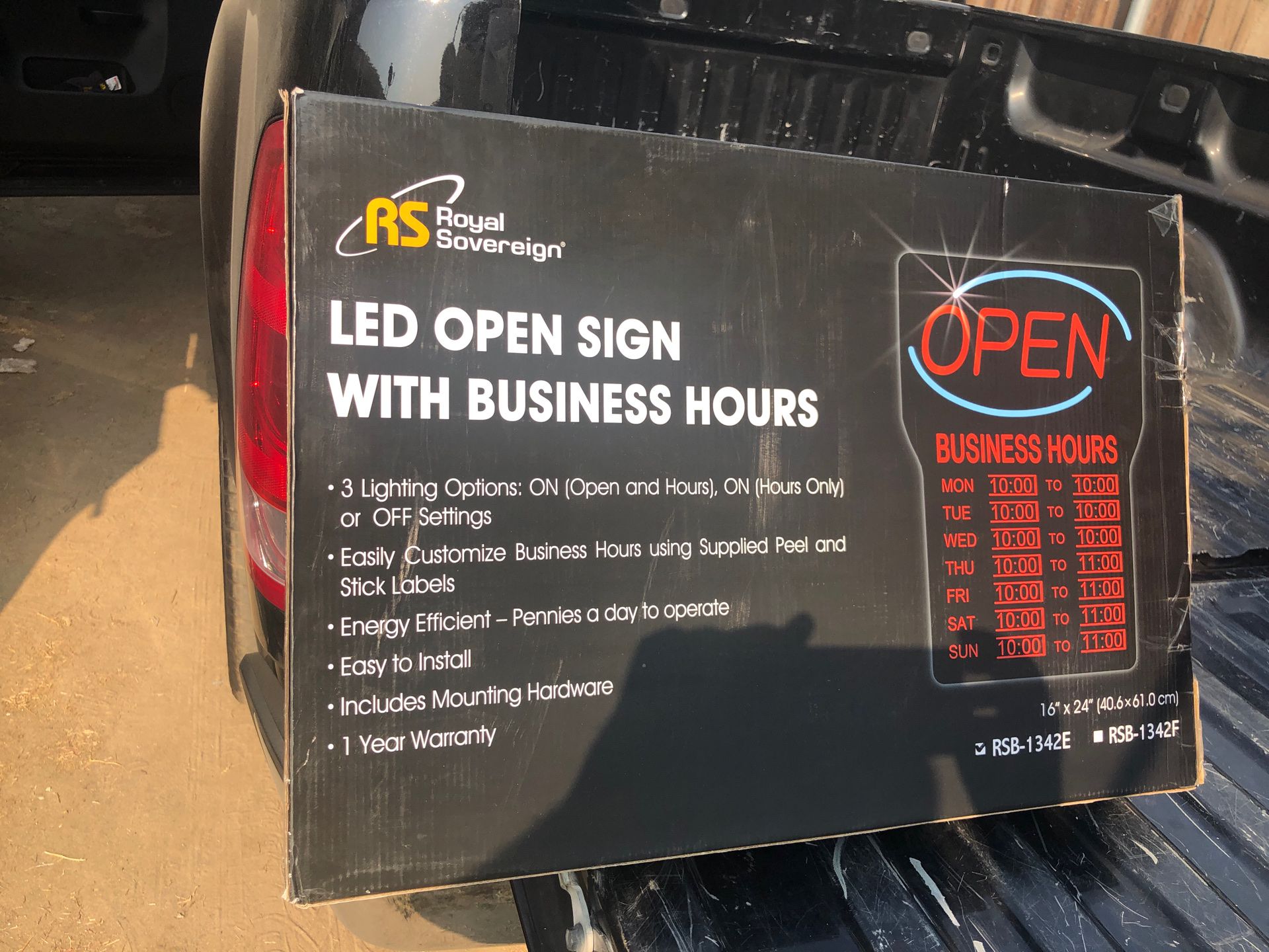 Open sign with business hours