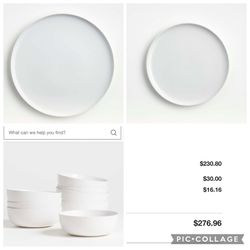 Selling Crate & Barrel Wren Matte White Dinner set for 8.Never used 9:07