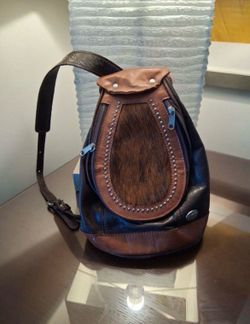 American West Women’s Vintage Cowtown Brown Leather Handbag Slingback Purse