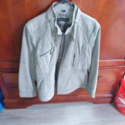 Women's Size Large Pamela McCoy Gray 100% Genuine Leather Jacket In Brand New Condition Vintage
