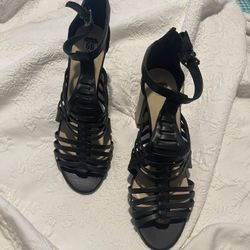 NWT Size 10 M Black Sandals With 3.5” Block Heel