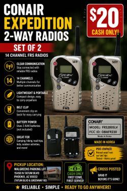 Walkie Talkie-Conair Expedition FRS200SLV 14 Channel Two Way Radio Walkie Talkie Set Pair