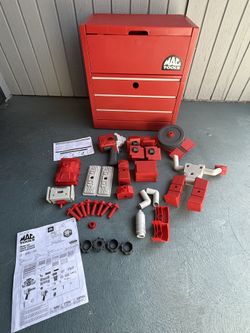 Mac Tools Kids Engine Cart Play Set 38+ Pieces Workshop Toy Tool Box