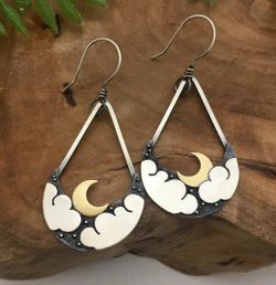 Sun And Cloud Dangly Earrings
