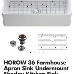 HOROW 36 farmhouse, sink, Undermount fire clay kitchen sink worth 440