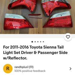Toyota sienna 2011 2014 set taillights