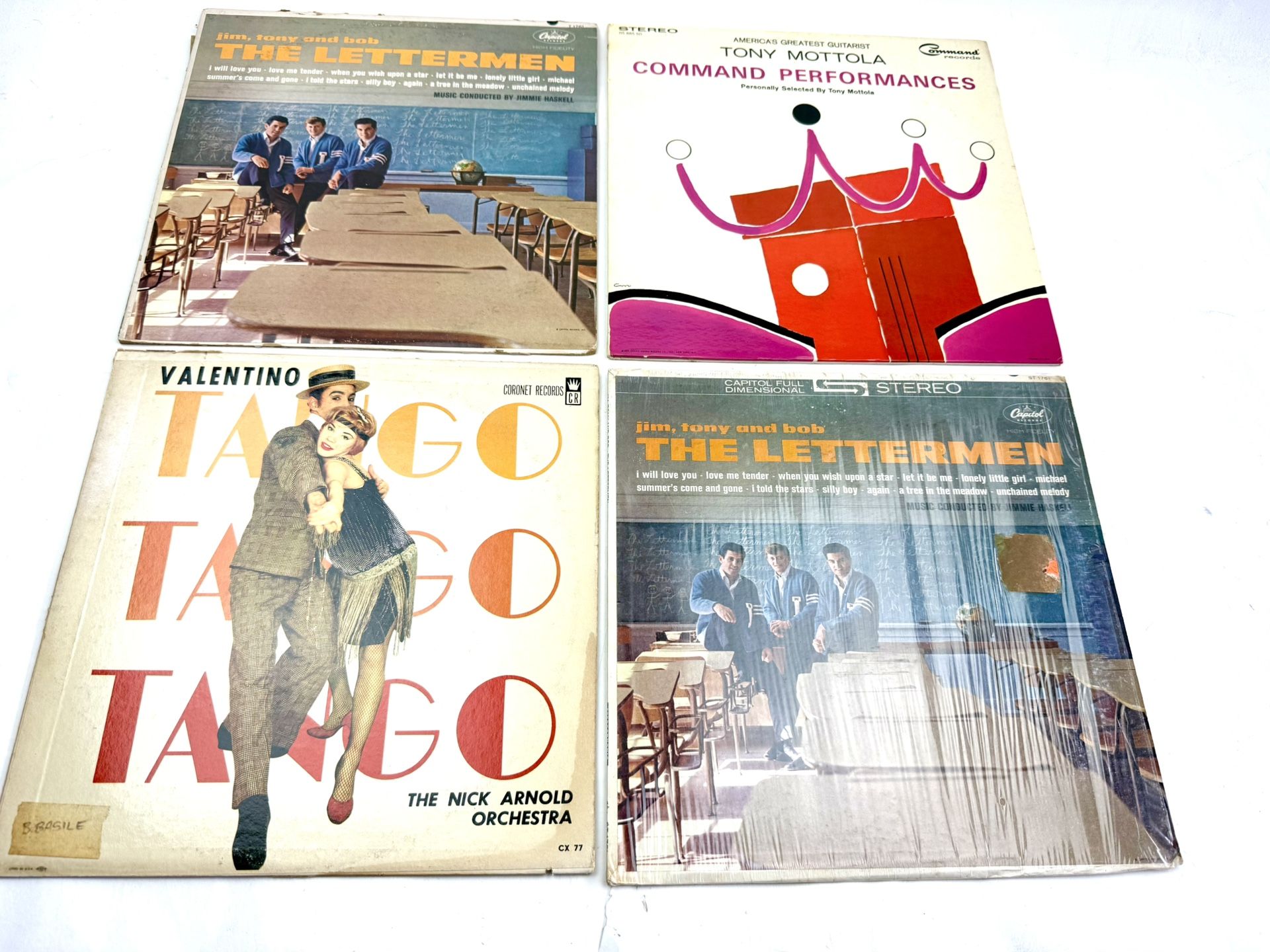 4 PC Lot Vintage Lp Vinyl Records Albums The Lettermen Tony Mottola Etc