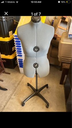 Adjustable female mannequin on wheels
