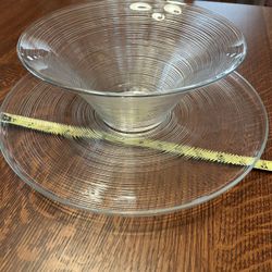 Heavy Glass Spun Bowl And Plater