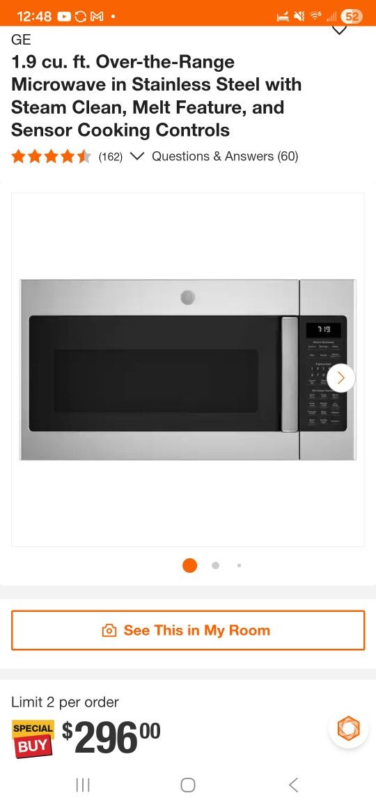 New GE Over Range Microwave