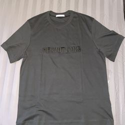 HELMUT LANG Gray Embroidered T-Shirt Small (Medium Fit)