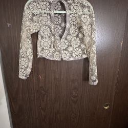 Embroidered Net Cardigan, L Size