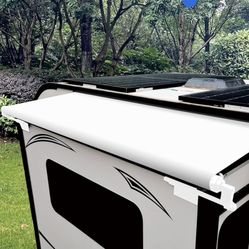 RV Slide-Out Awning Kit, Modular Cover for 5th Wheels, Travel Trailers, and Campers, White, 7'3" (6'7" Fabric)