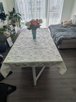 IKEA NORDEN Gateleg Table (White) — Like New + Bonus Tablecloth — $170